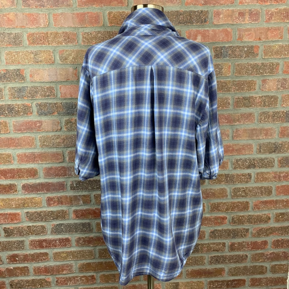 Vince Plaid Cowl Neck Button Up, Sz M - Picture 7 of 8
